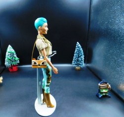 blue hair fashion doll side
